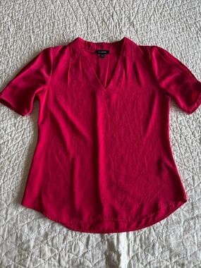 Le Chateau Short Sleeve Pleated Blouse